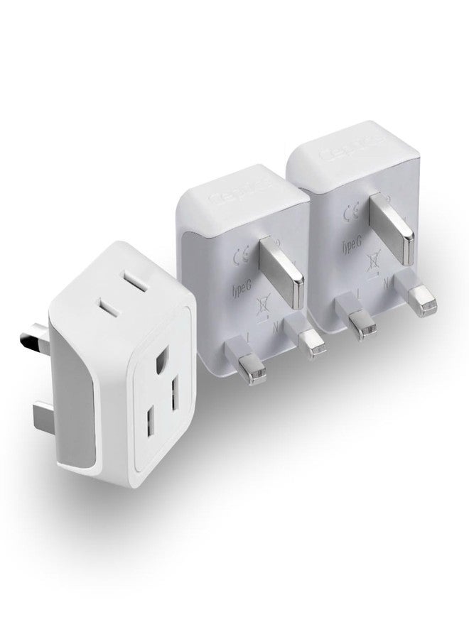 Ceptics UK, Hong Kong, Ireland Travel Adapter Plug - Light Weight - Dual USA Inputs - Type G - Safe Grounded Perfect for Cell Phones, Laptops, Camera (3 Pack) - Ultra Compact - Use in Dubai, Ghana - Image 1
